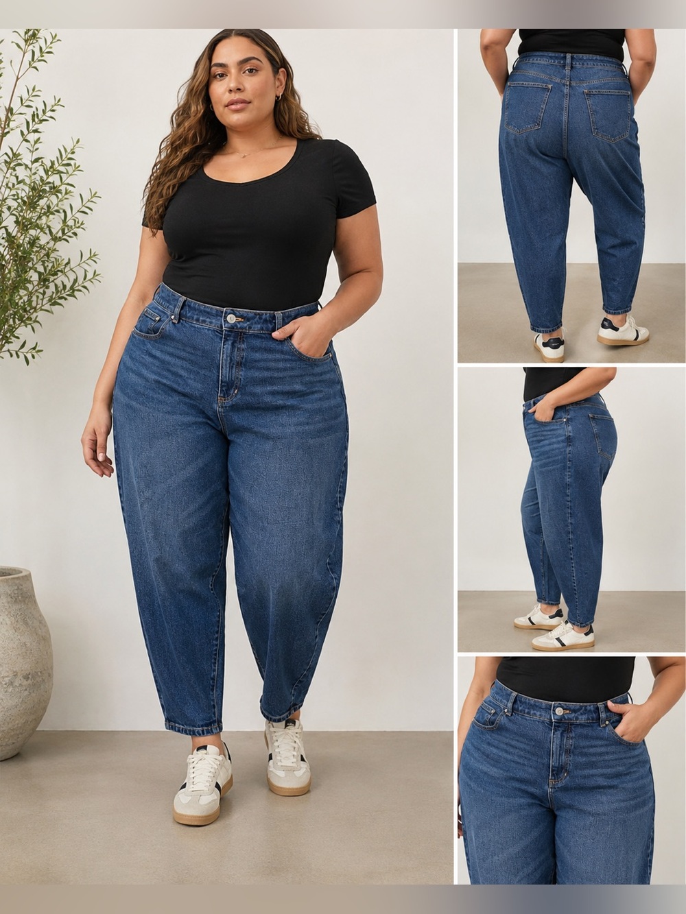 Talbots Relaxed Barrel Jeans Women’s Plus Size 16W Medium Wash Tapered Denim